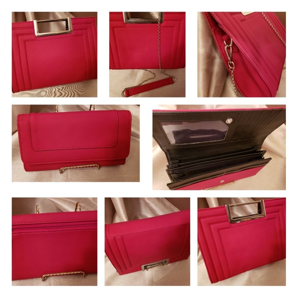 Cato Red Clutch or Shoulder Handbag with Wallet